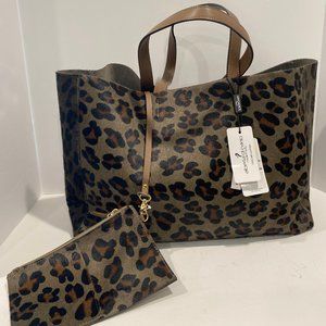 Alberta di Canio Genuine Leather Green Calf Hair Tote (New)